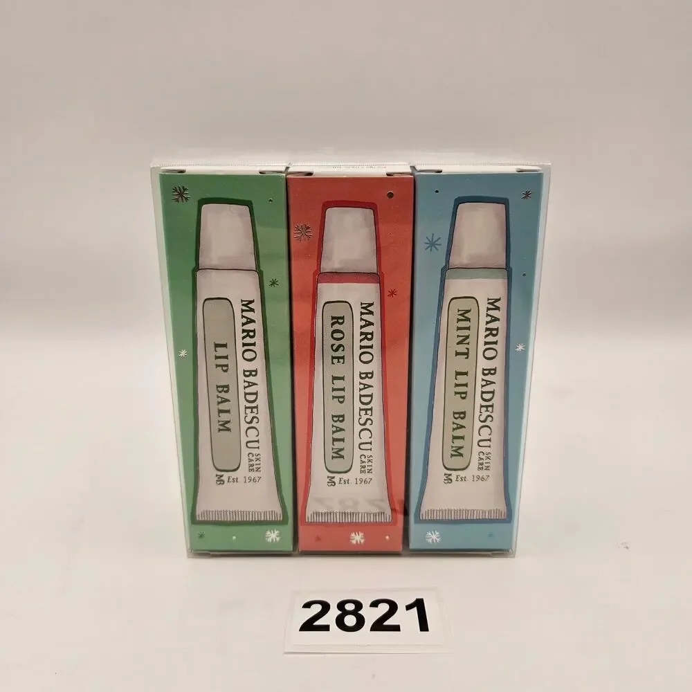 MARIO BADESCU SKIN CARE LIP BALM TRIO 3 PACK COCONUT FLORAL & FRESH NIB